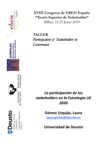 TALLER Participation of Stakeholders in Governance La