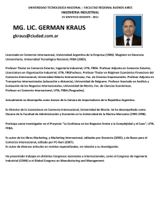 MG. LIC. GERMAN KRAUS - Departamento de Ingeniería Industrial