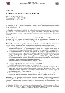 MUNICIPIO DE TOLHUIN: TRANSFORMACI&Oacute;N.