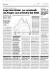 La productividad por empleado en Aragón cae a niveles del 2000