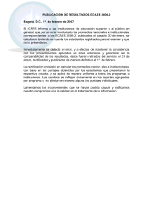 PUBLICACIÓN DE RESULTADOS ECAES 2006