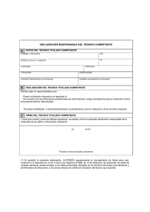 DECLARACI&Oacute;N RESPONSABLE DEL T&Eacute;CNICO COMPETENTE
