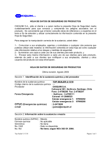 HOJA DE DATOS DE SEGURIDAD DE PRODUCTOS OXIQUIM S.A.