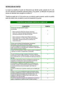 DETRACCIÓN DE PUNTOS La nueva Ley simplifica el cuadro de