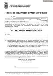 Negociado de Servicios Municipales MODELO DE DECLARACION