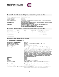 Material Safety Data Sheet SODIUM METABISULFITE Sección 1