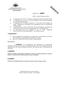 DECRETO N° 14927 ARICA, 18 de Octubre de 2013. a) Lo