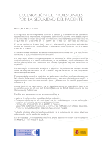 Declaración de profesionales por la seguridad del paciente (Madrid