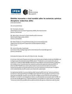 Global actions needed on endocrine disrupting chemicals