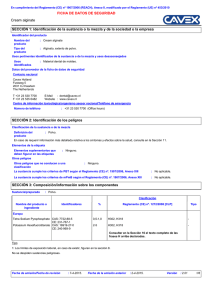 FICHA DE DATOS DE SEGURIDAD Cream alginate SECCIÓN 1