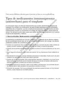 Tipos de medicamentos inmunosupresoras (antirrechazo) para el
