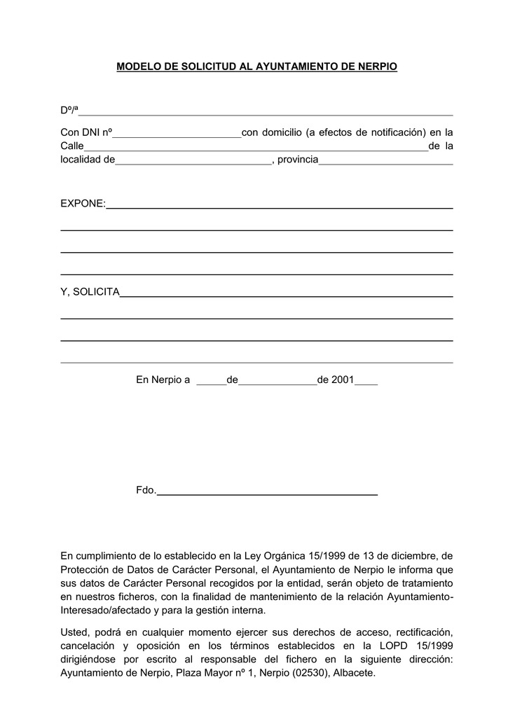 Modelo De Solicitud General