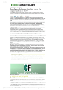 Los oligonucle&oacute;tidos antisentido, nueva v&iacute;a esperanzadora en Crohn