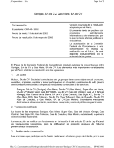 Sonigas, SA de CV/ Gas Nieto, SA de CV