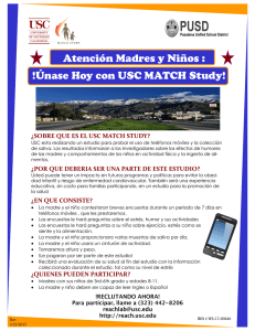 &Uacute;nase Hoy con USC MATCH Study! Atenci&oacute;n Madres y