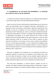 en las bajas por enfermedad y la extinción del contrato por faltas