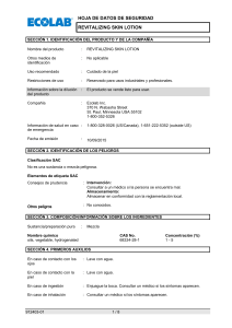 hoja de datos de seguridad revitalizing skin lotion