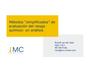 Métodos “simplificados” de evaluación del riesgo químico