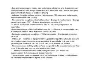 - Las recomendaciones de ingesta para prote&iacute;nas se calculan en g