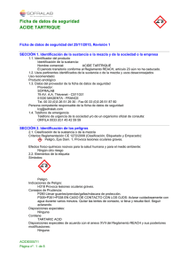 Ficha de datos de seguridad ACIDE TARTRIQUE