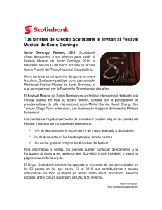 Tus tarjetas de Crédito Scotiabank te invitan al Festival Musical de