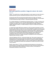 Marcador genético predice riesgo de cáncer de ovario