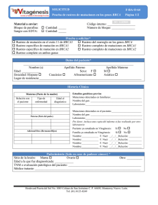 SOLICITUD Prueba de rastreo de mutaciones en los genes BRCA
