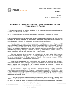 INAH APLICA OPERATIVO EQUINOCCIO DE PRIMAVERA 2015