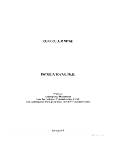 CURRICULUM VITAE PATRICIA TOVAR, Ph.D.