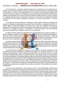 Reseña Bibliográfica - Delia Albarracín, 1998 P. Bourdieu y L
