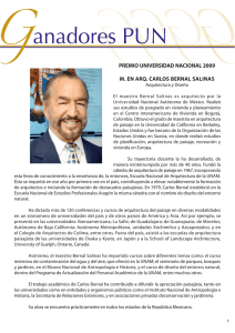 PREMIO UNIVERSIDAD NACIONAL 2009 M. EN ARQ. CARLOS