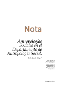 Antropologías Sociales en el Departamento de Antropología