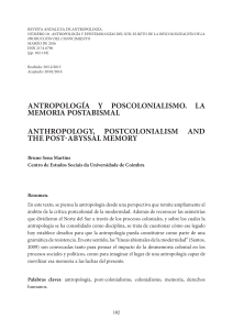 antropología y poscolonialismo. la memoria postabismal