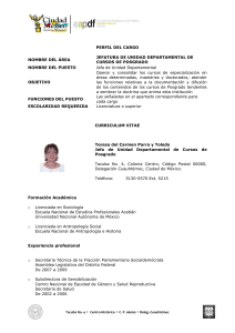 CURRICULUM VITAE Teresa del Carmen Parra y Toledo Jefa de