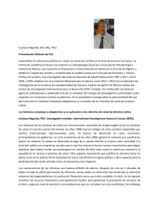 Gustavo Nigenda, MA, MSc, PhD. Presentación (Síntesis de CV