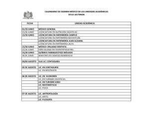calendario de examen m&eacute;dico de las unidades acad&eacute;micas