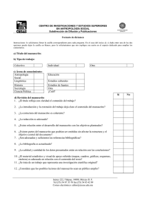 a) Título del manuscrito: b) Tipo de trabajo: Colectivo Individual Otro