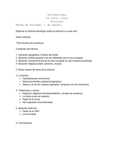 Antropolog&iacute;a La novia iran&iacute; Etolog&iacute;a Fecha de entrega: 1 de agosto.
