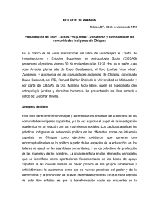 BOLETÍN DE PRENSA Presentación de libro: Luchas “muy otras