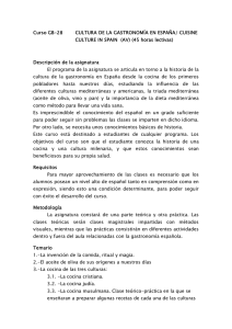 Curso GB-28 CULTURA DE LA GASTRONOMÍA EN ESPAÑA