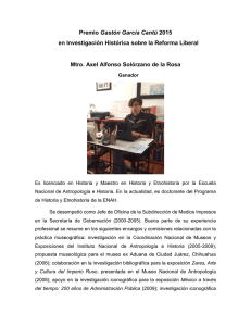 Premio Gastón García Cantú 2015 en Investigación Histórica sobre