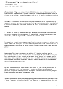 INEN lanza campaña `elige un amigo y salva dos del cáncer`