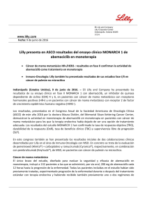 Lilly presenta en ASCO resultados del ensayo clínico MONARCH 1