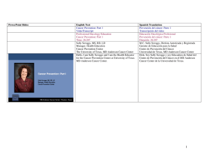 Cancer Prevention: Part I - MD Anderson Cancer Center