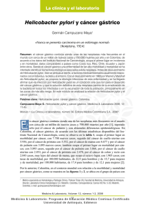 Helicobacter pylori y c&aacute;ncer g&aacute;strico