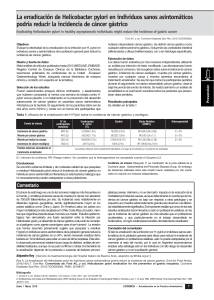 La erradicaci&oacute;n de Helicobacter pylori en individuos sanos
