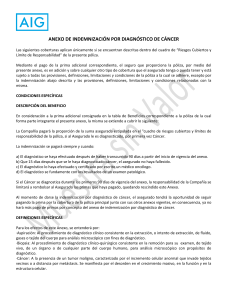anexo de indemnización por diagnóstico de cáncer