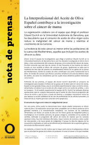 cancer de mama y aceites de oliva
