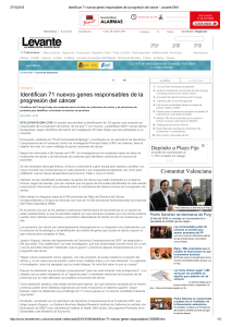 Identifican 71 nuevos genes responsables de la progresión del cáncer