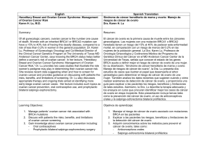 Management of Ovarian Cancer Risk Karen H. Lu, MD